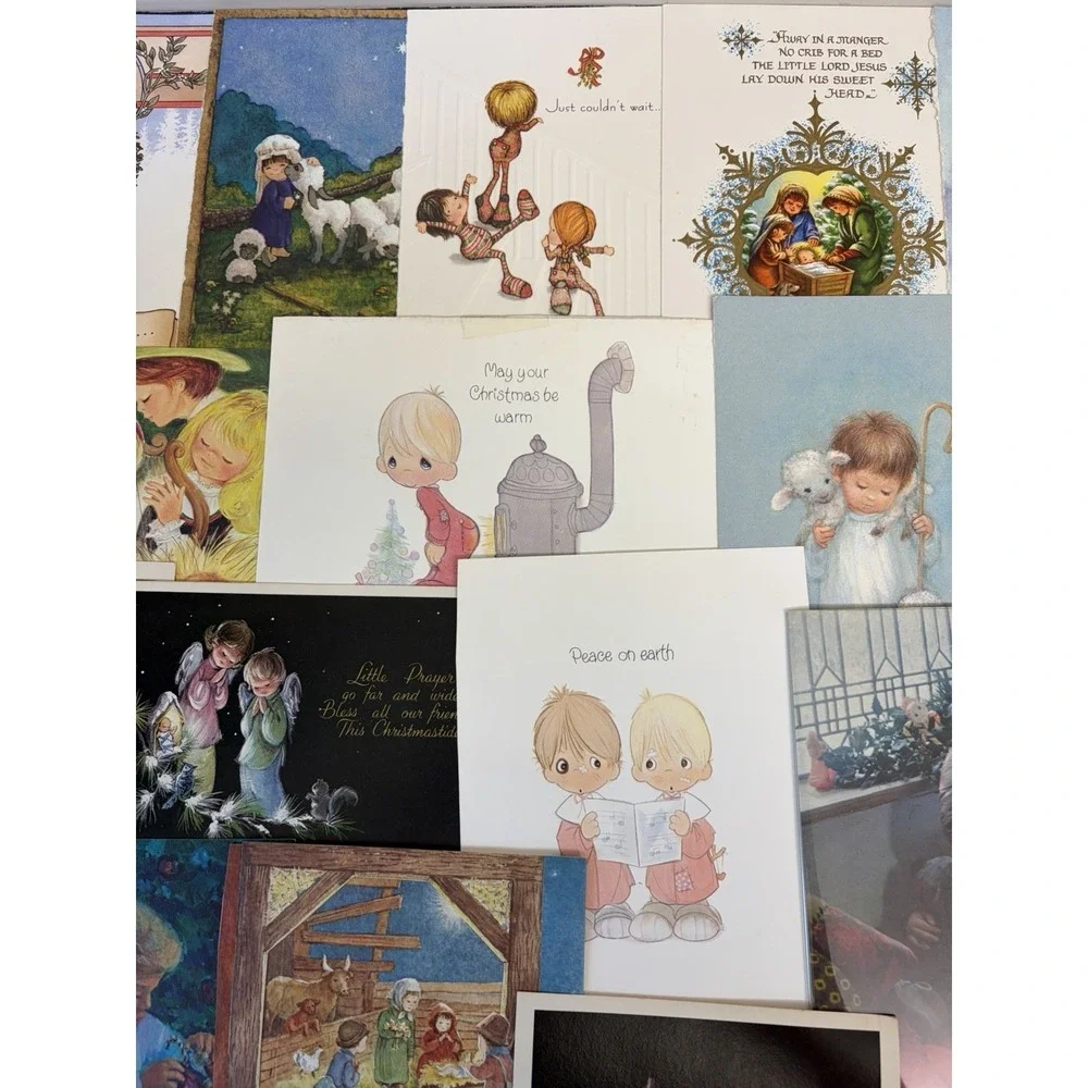 Vintage Christmas Cards Fronts ONLY Kids Children Scrapbooking Crafts Lot of 50+